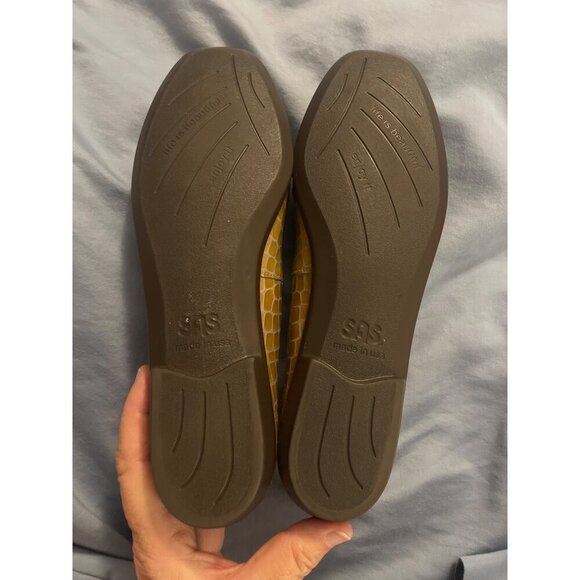 SAS Beige Croc-Embossed Leather Loafers Size 8N Comfort Foot Bed USA - Picture 14 of 16